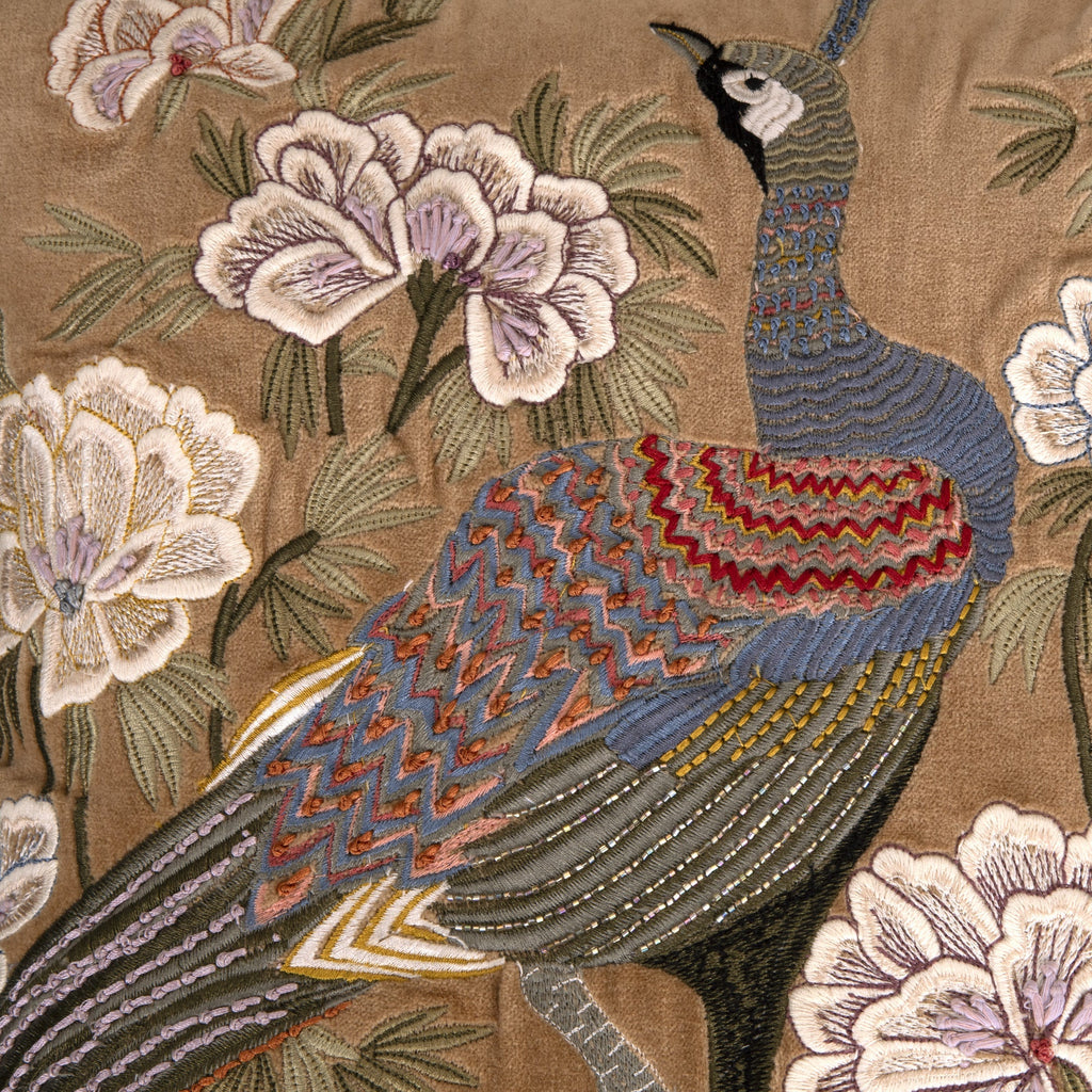 Lark Emb. Beaded Yellow Cushion Cover