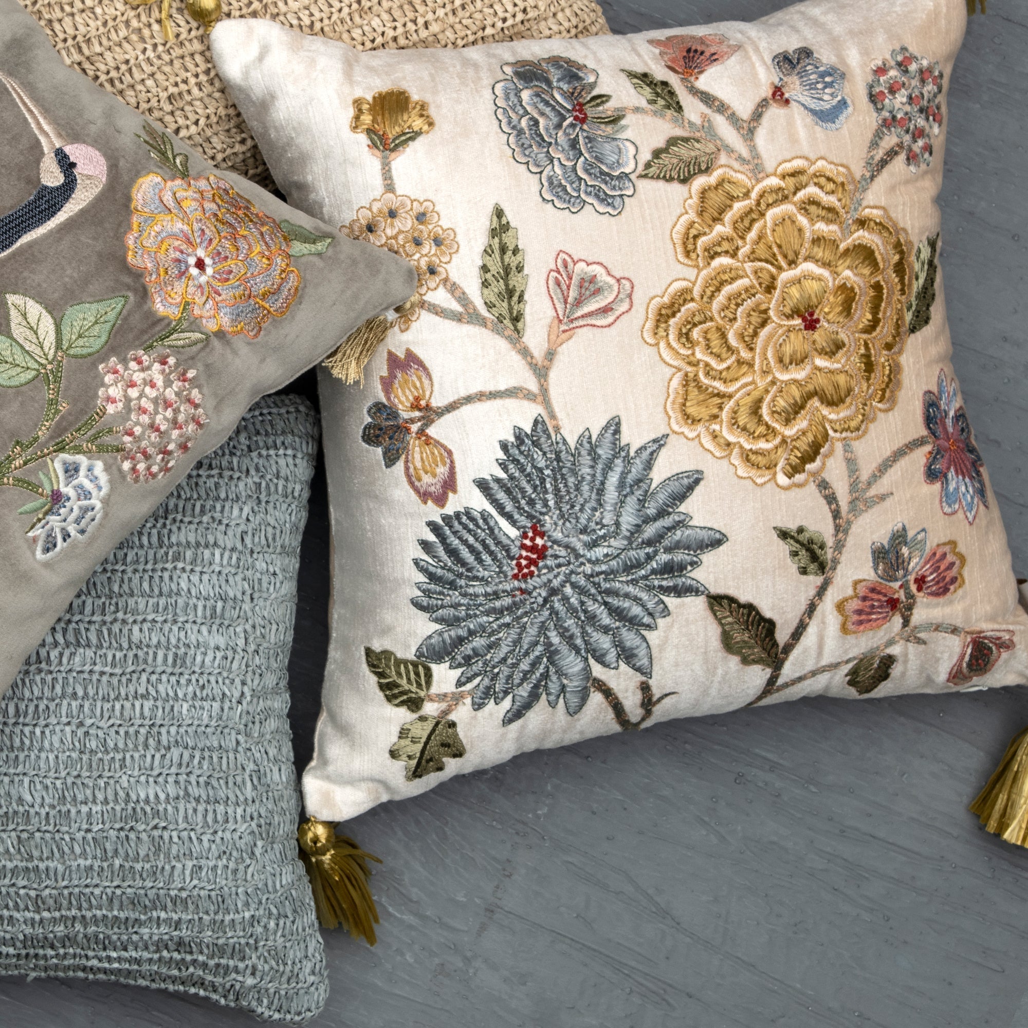 Hazel Hand Emb. Multicolor Cushion Cover