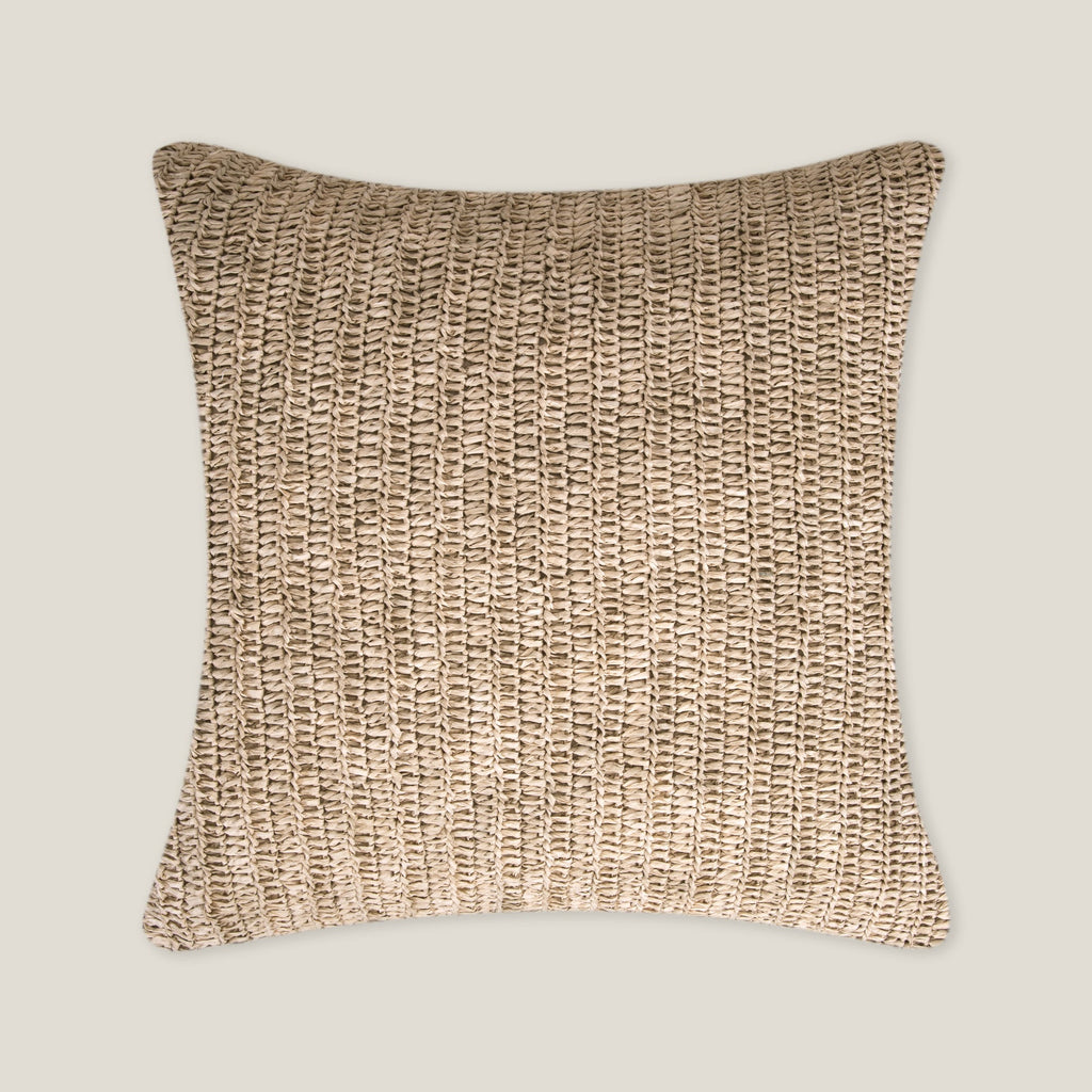 Raffia Yellow Handwoven Square Cushion Cover