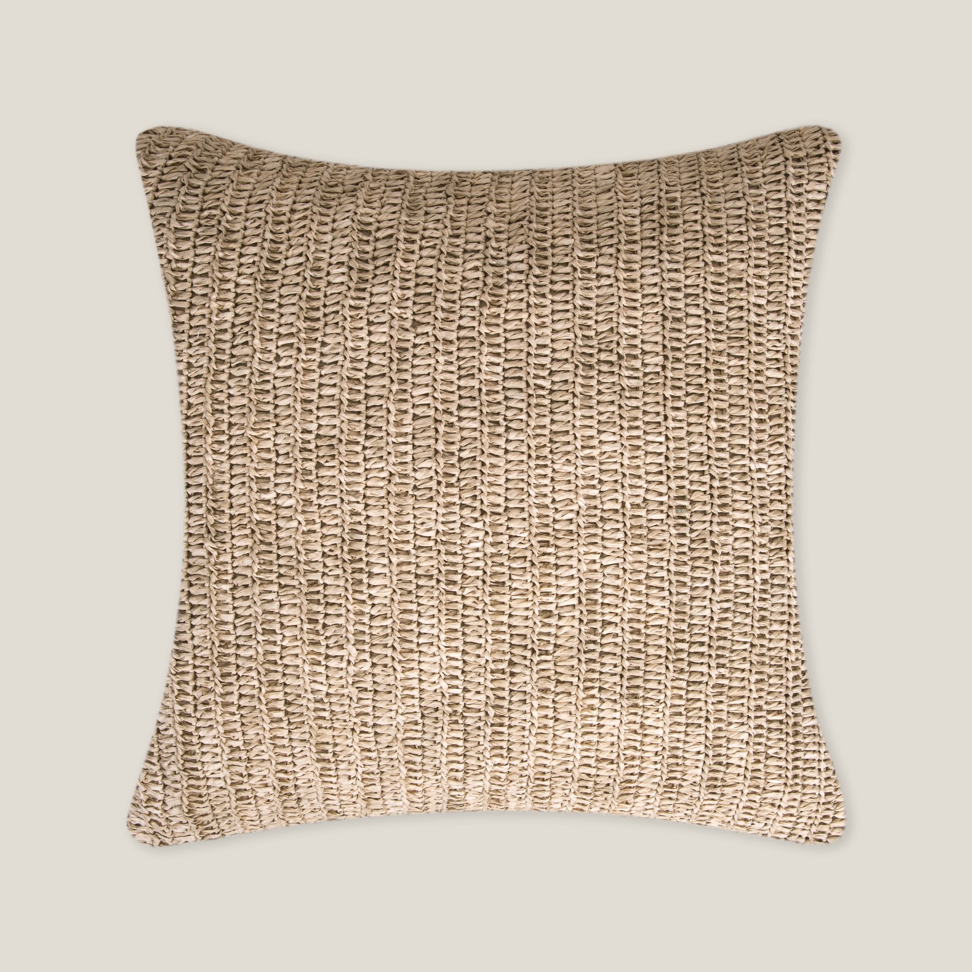 Raffia Yellow Handwoven Square Cushion Cover