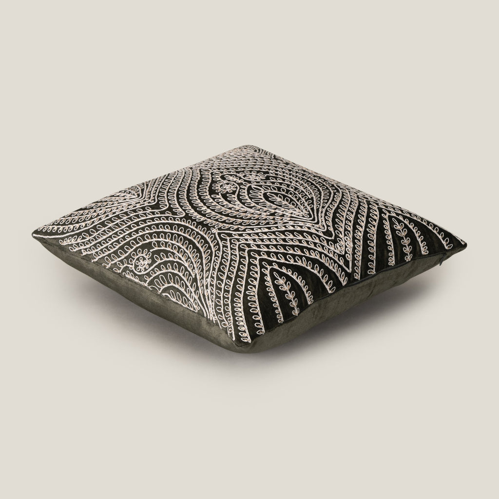 Oakley Green Emb. Cushion Cover