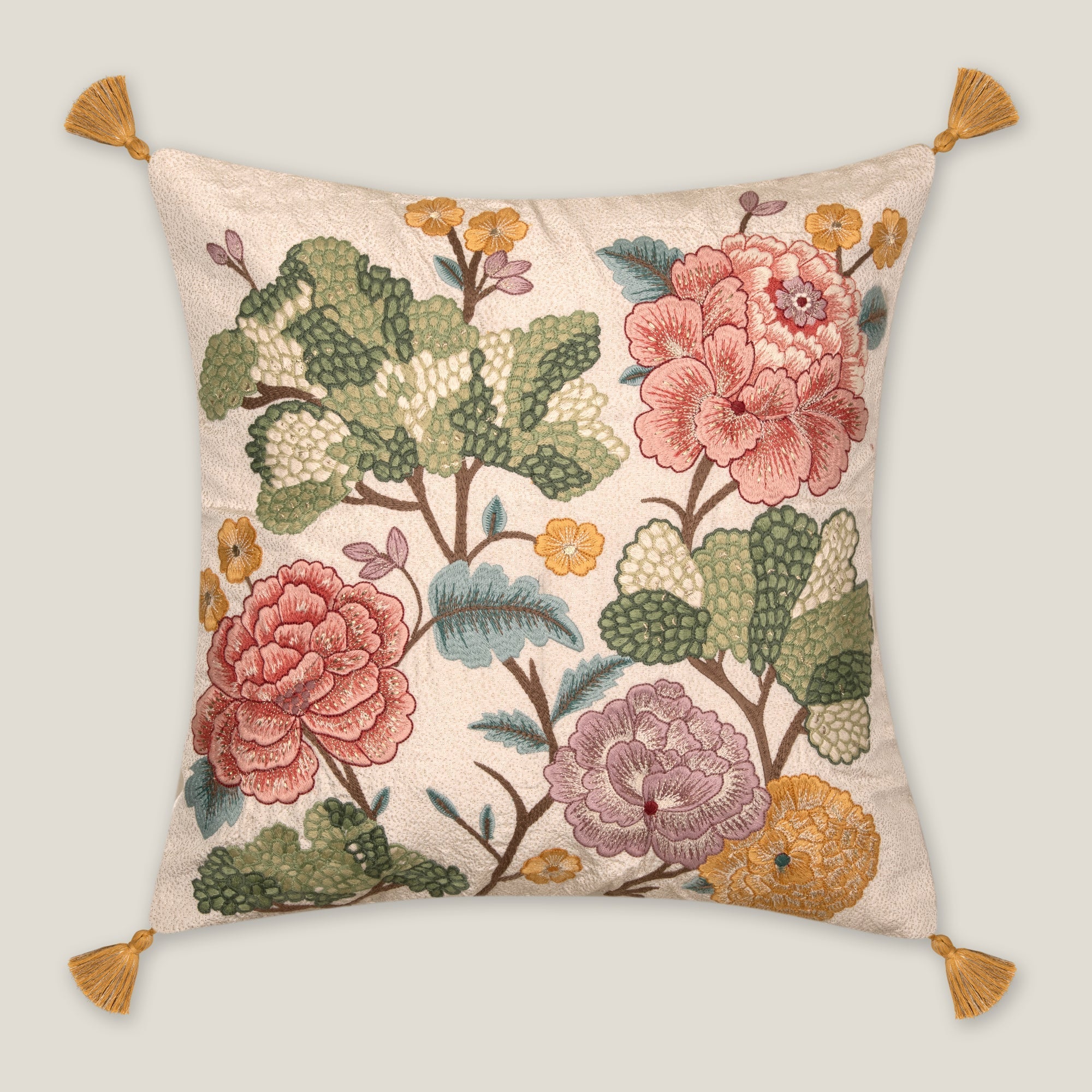 Dahlia Off White Emb. Cushion Cover