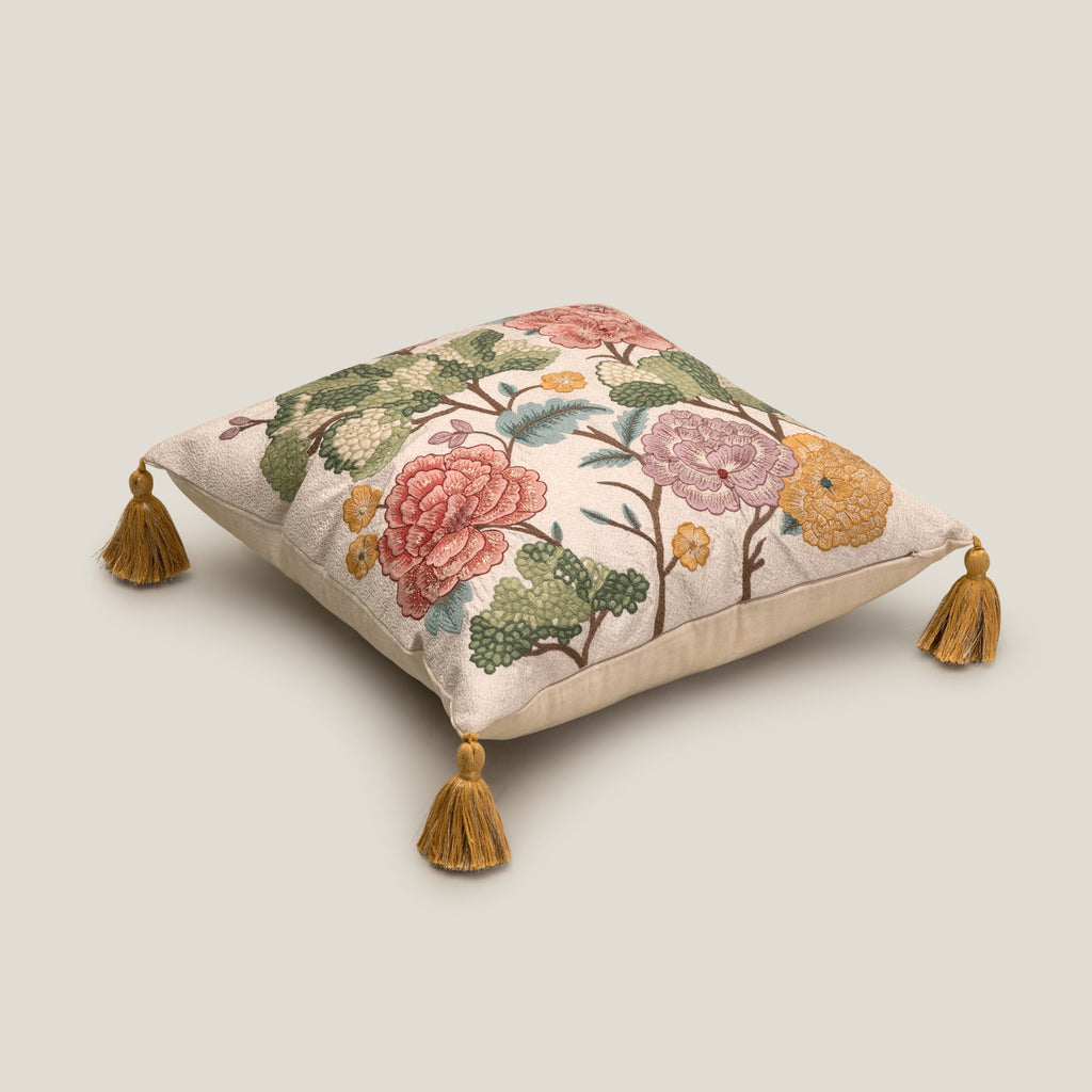 Dahlia Off White Emb. Cushion Cover