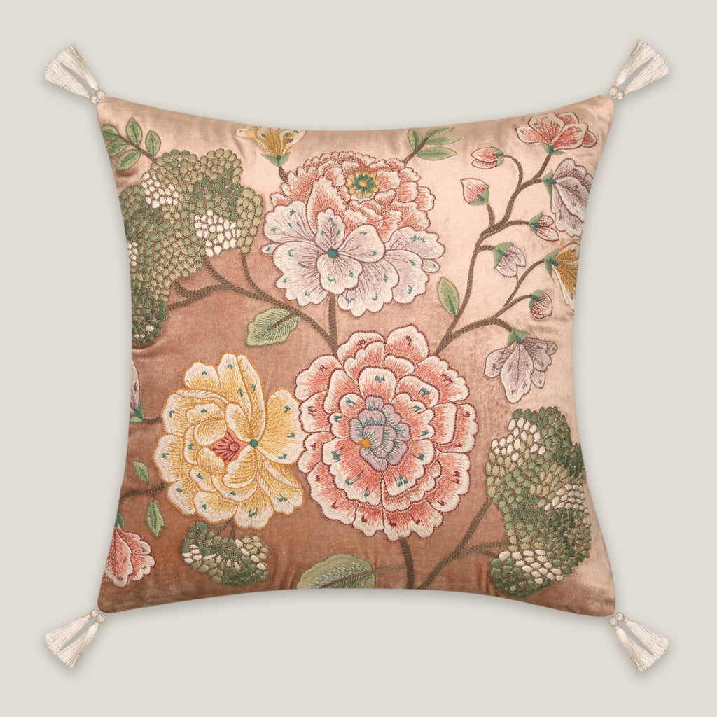 Dalia Peach Emb. Cushion Cover