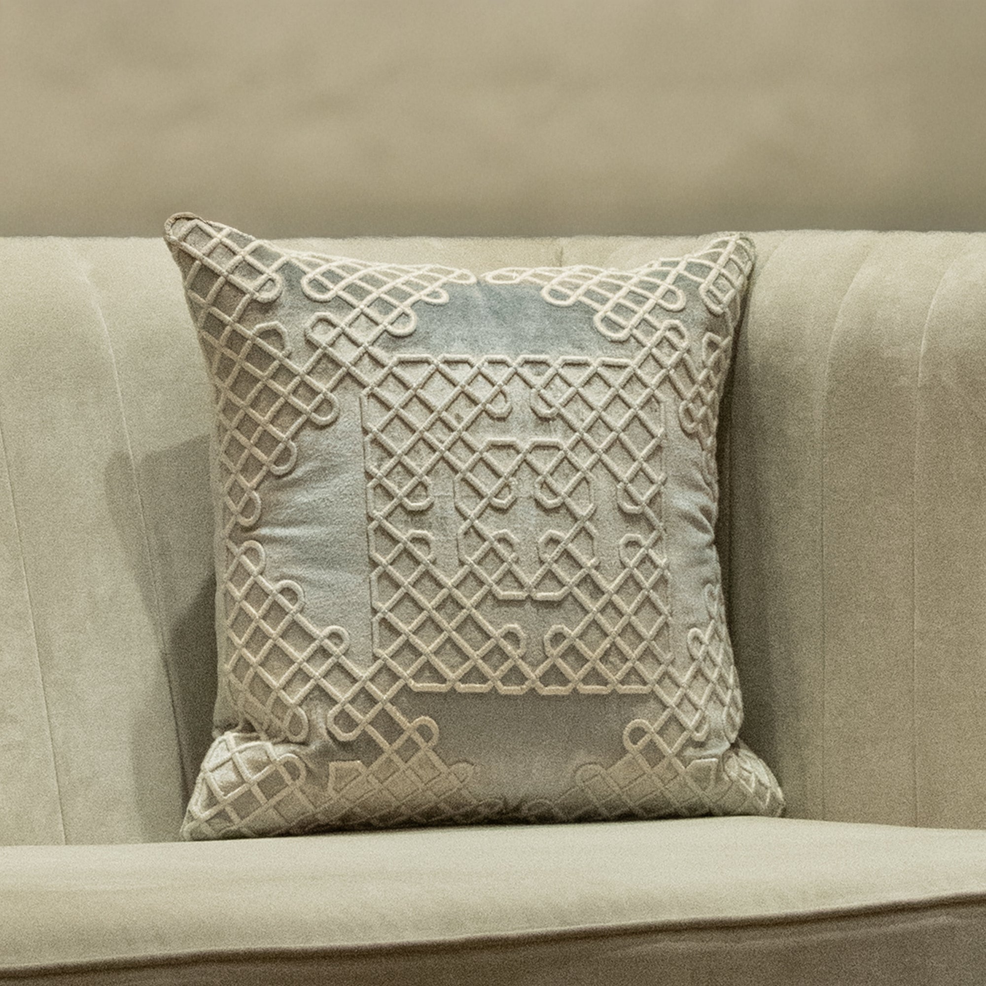 Florette Light Blue Emb. Cushion Cover