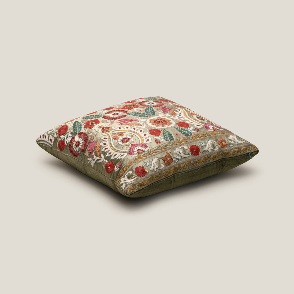 Suzan Sage Green Emb. Cushion Cover