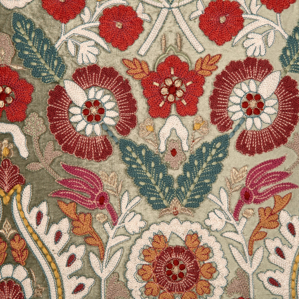 Suzan Sage Green Emb. Cushion Cover