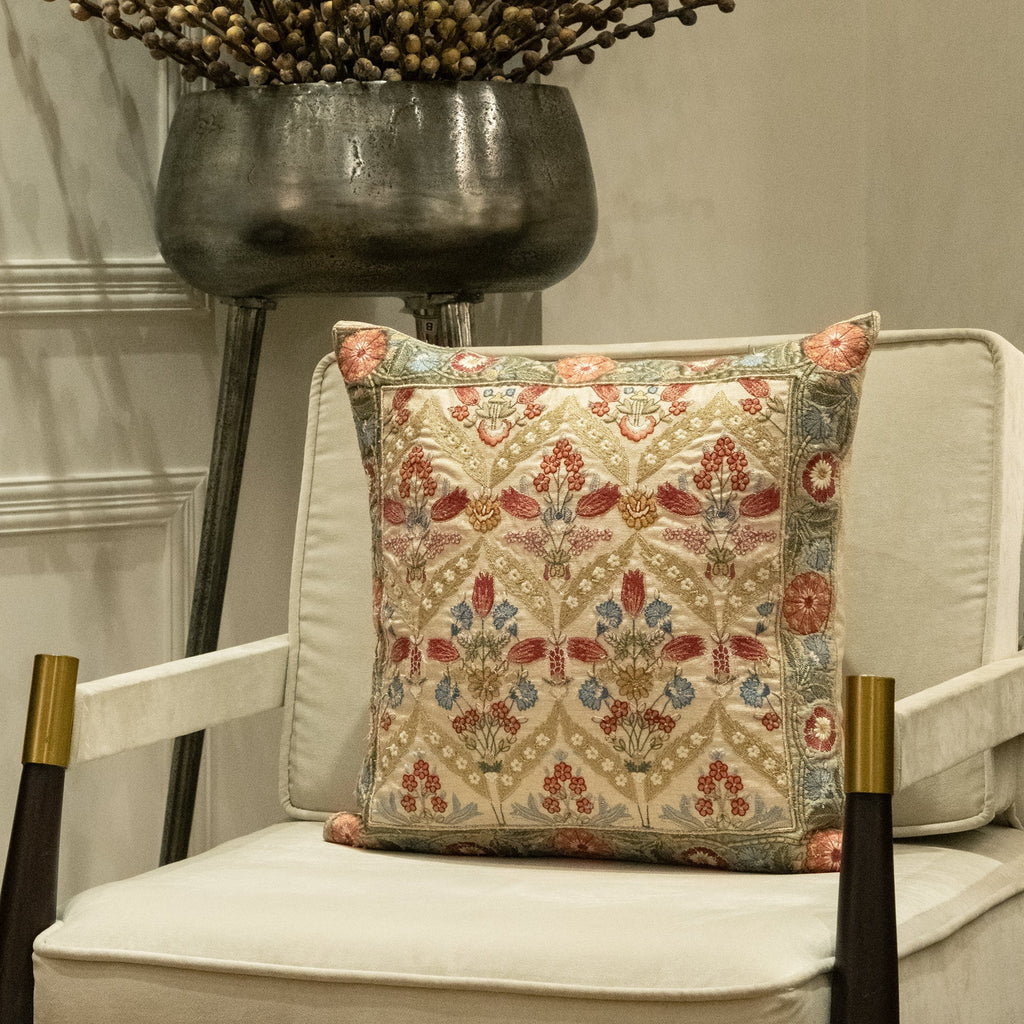 Fergana Beige Emb. Cushion Cover
