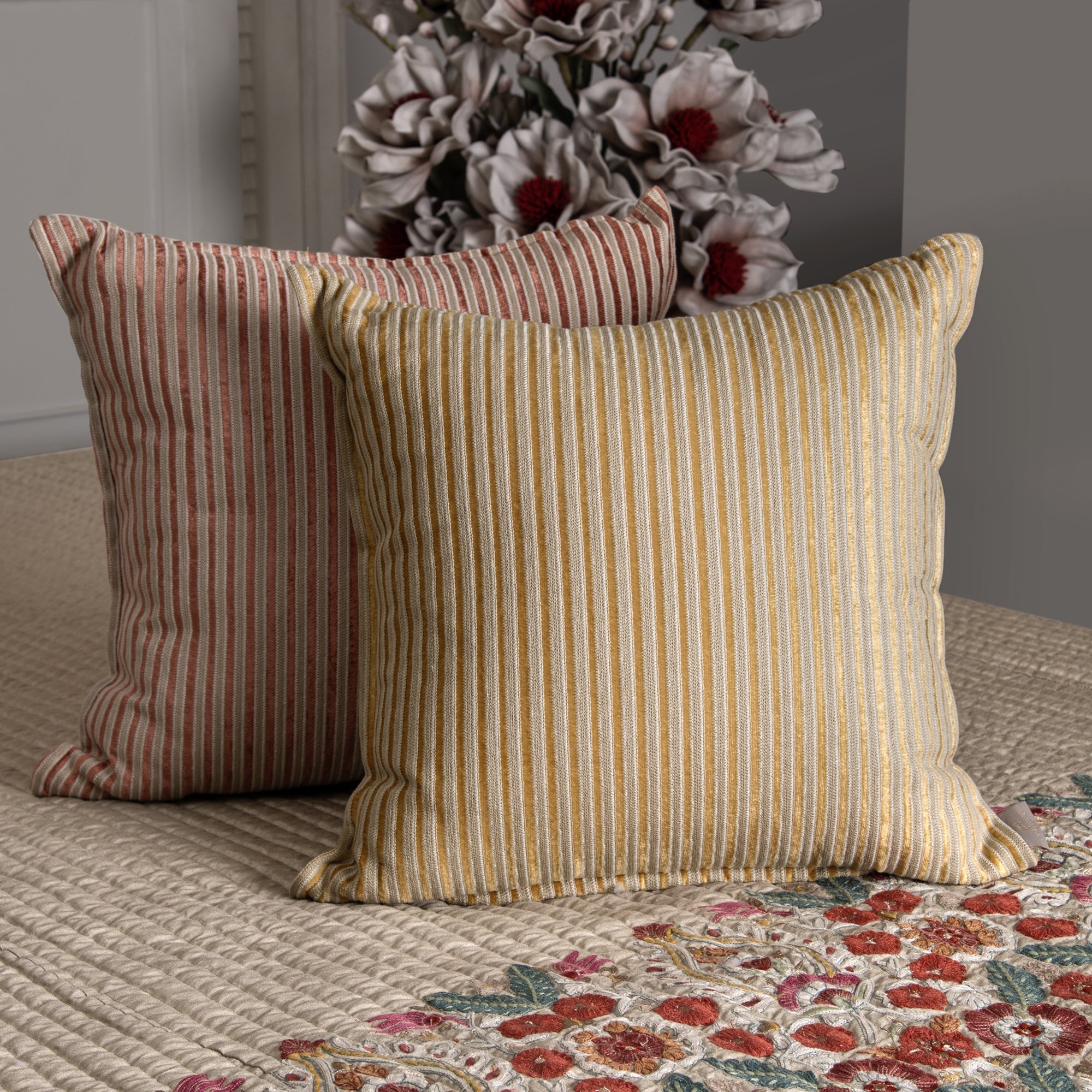 Edel Yellow Emb. Cushion Cover