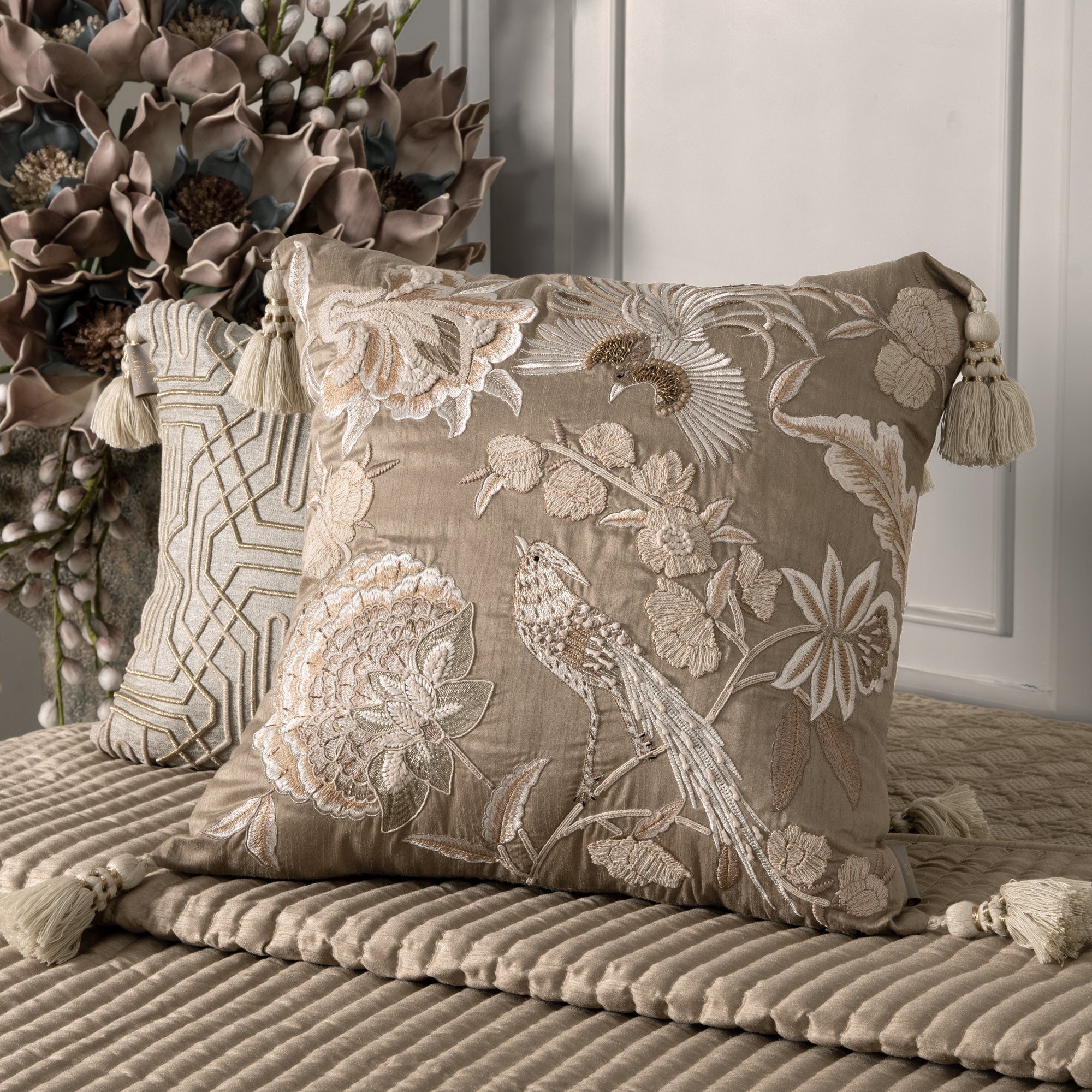 Lucio Beige Emb. Cushion Cover